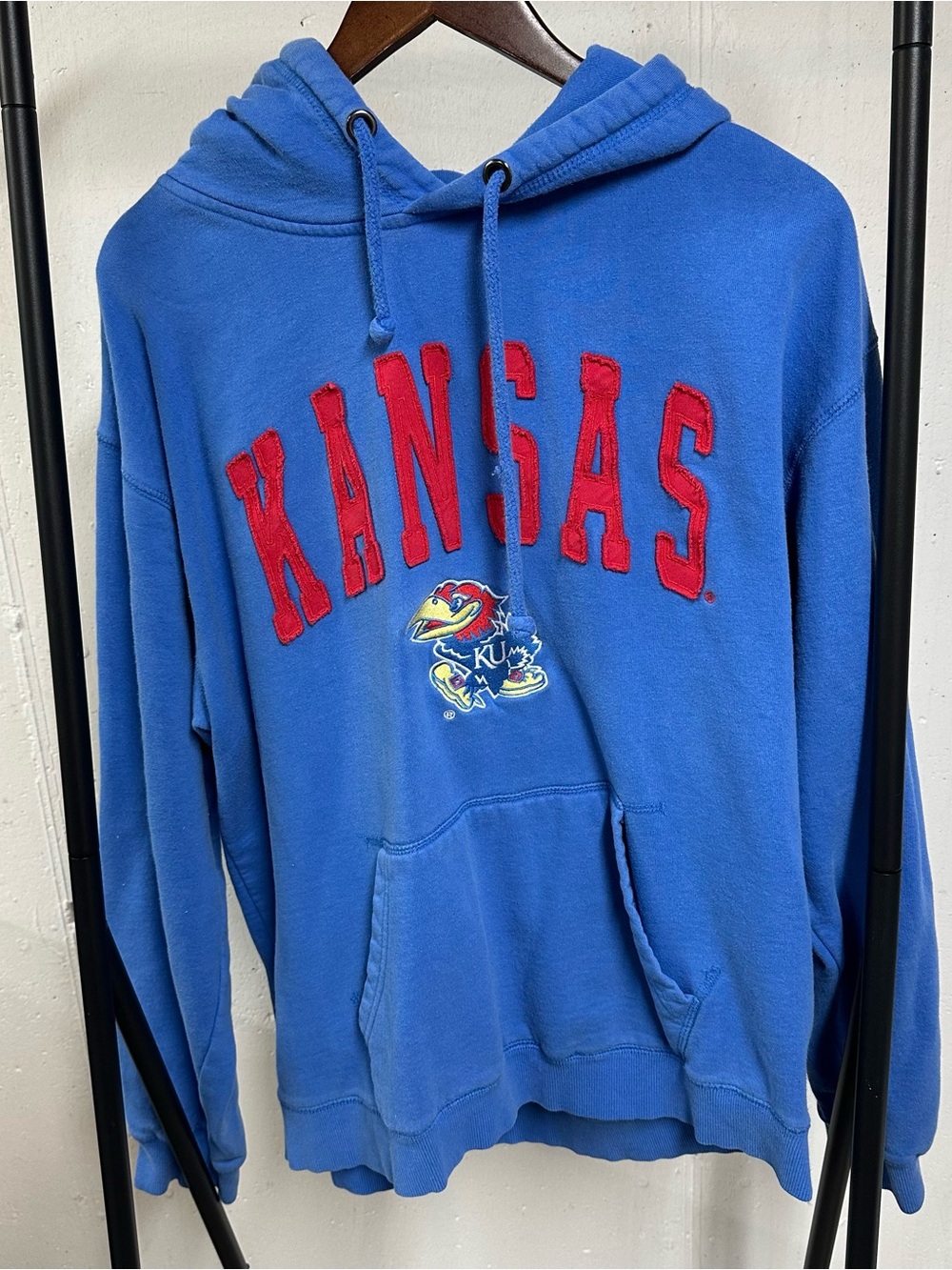 Colosseum Royal Blue Hoodie with Red Kansas Appliqué